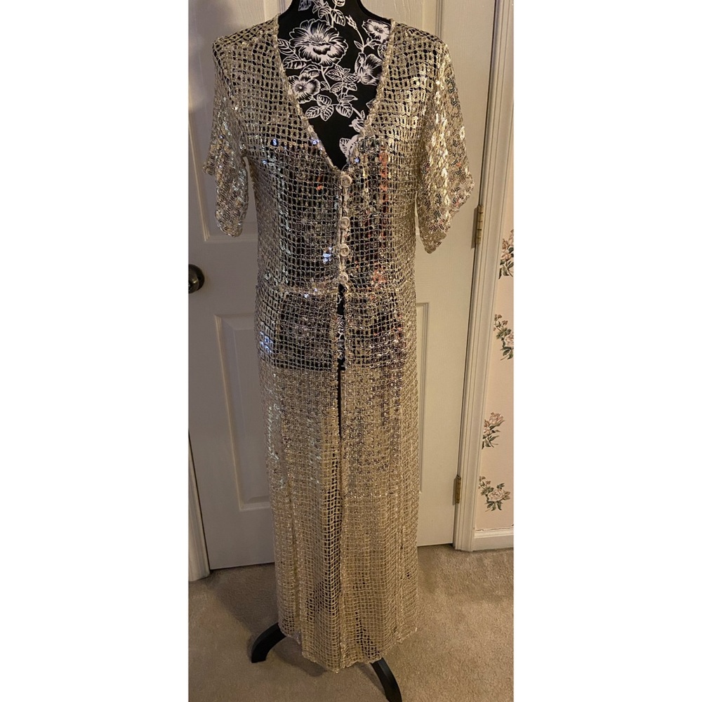 Free People Gold Sequin Kimono